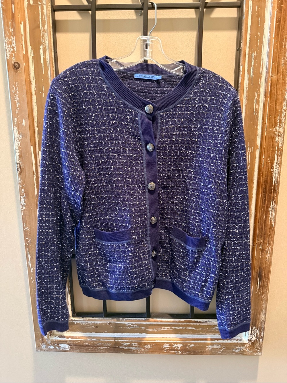 J.McLaughlin Cardigan Sweater. Beautiful blue twill. Excellent condition. M